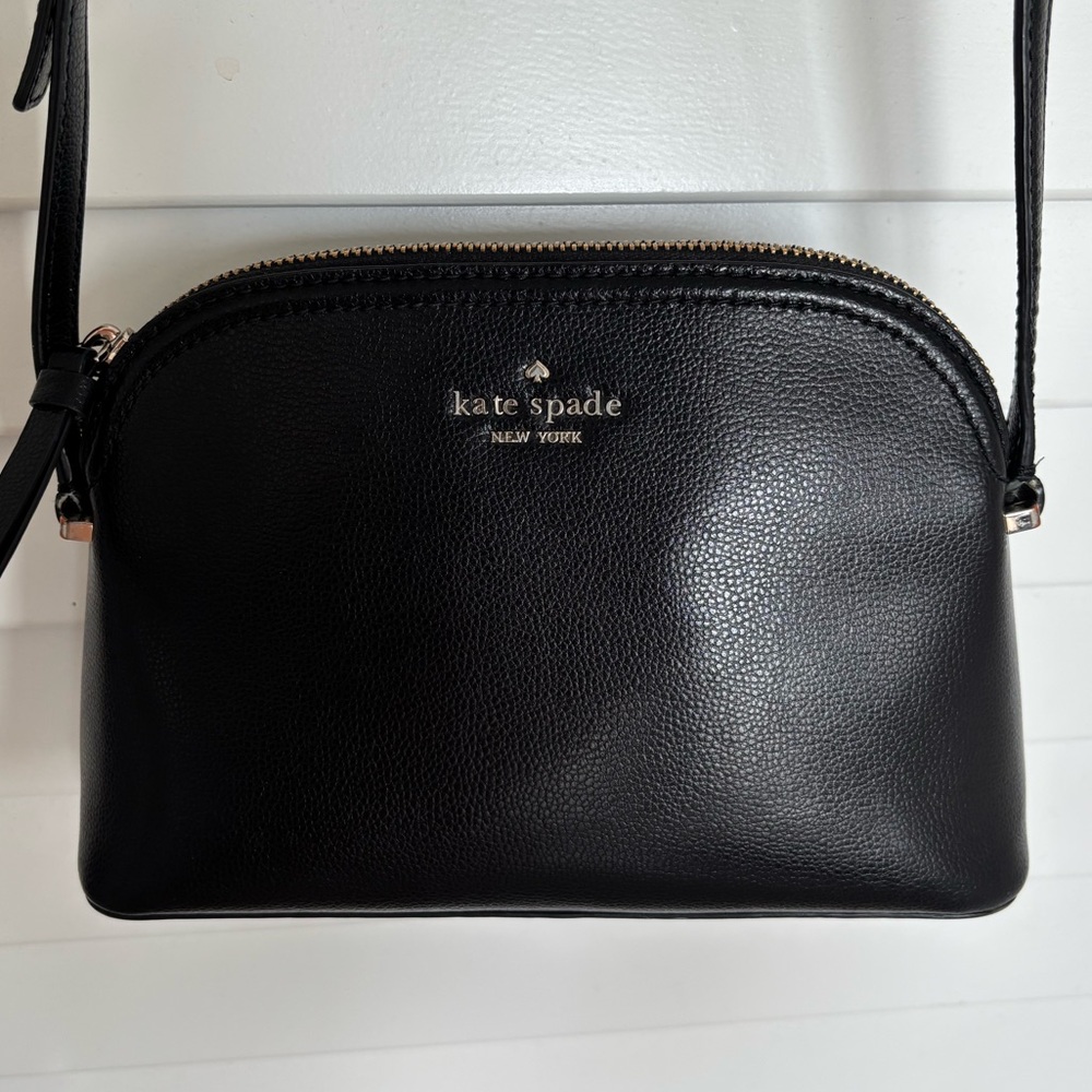 Kate Spade Black Leather Crossbody Bag with Dome Shape